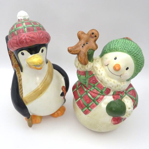 BICO Snowman and Penguin Cream and Sugar Set Christmas Ceramic Winter Serveware - Picture 14 of 14